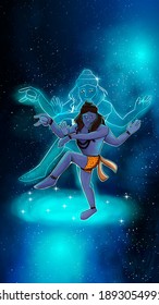 Indian Lord Shiva Colorful Illustration God Shiva Painting Design