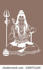 Indian Lord Shiva Colorful Illustration, God Shiva Painting Design .