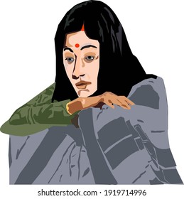 Indian Married Women Sad Face Stock Illustration 1919714996 | Shutterstock