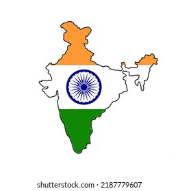 Indian National Map Indian Flag Colour Stock Illustration 2187779607 ...