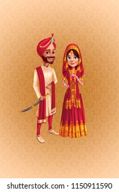 Indian Punjabi Bride And Groom Are Ready For Thier Wedding 