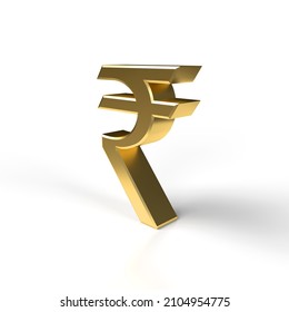 Indian Rupee Symbol. 3d Rupee Symbol On White Background. Indian Money Symbol.