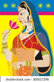 Indian Traditional Paintings- Miniature Painting of a woman