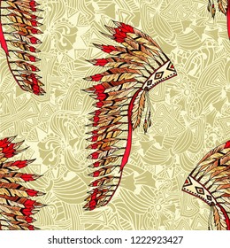 Indian Tribal Warbonnet Pattern Stock Illustration 1222923427 ...