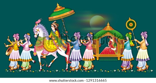 indian wedding barat stock illustration 1291316665