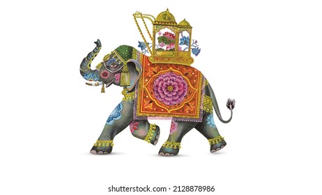 Indian wedding elephant decorated as DOLI. 