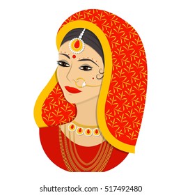 Indian Woman Icon Cartoon Style Isolated Stock Vector (Royalty Free ...