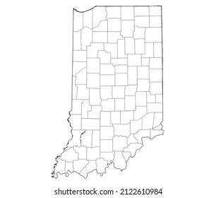 Indiana - Outline Map With Counties