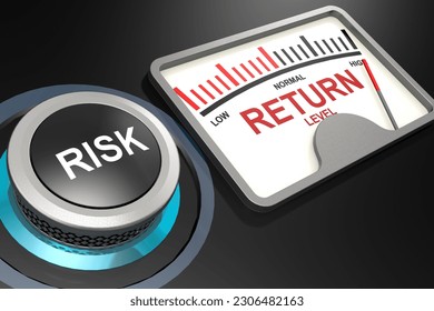 Indicator for risk and return concept, 3d rendering