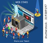 Indie Music Webstar Pop Rock Band Song Interacting People Isometric Realistic Poses 3D Flat Icon Set Laptop Web Superstar Creative Talent Show Concept JPEG JPG Image Drawing Object Picture Graphic Art