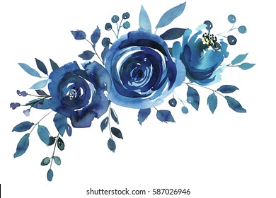 65,722 Navy blue watercolor flower Images, Stock Photos & Vectors ...