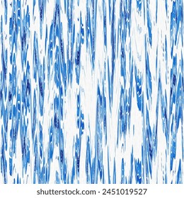 Indigo ikat dye stripe marled seamless pattern. Asian style wavy distort weave print in modern blue white. - Powered by Shutterstock