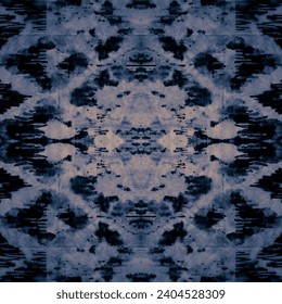 Indigo Ikat Patterns.Turquoise Chevron Pattern Watercolour.Blue Ikat Print Design. White Art Print Geometric.Watercolor Geometric Background. Art Seamless Pattern.