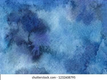 Indigo and prussian blue watercolor paintings abstract back ground.