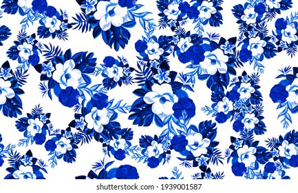 Blue White Floral Wallpaper Seamless Images Stock Photos Vectors Shutterstock