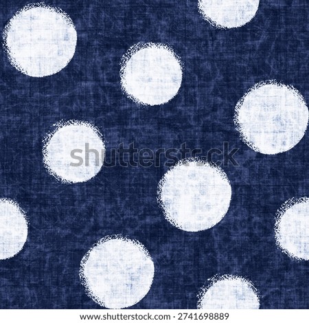 Indigo-Dyed Brushed Polka Dots Pattern