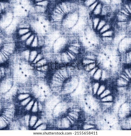 Indigo-Dyed Effect Textured Floral Pattern