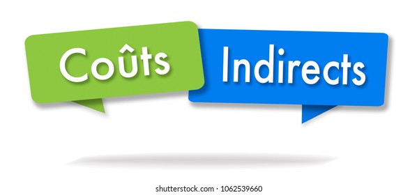 Indirect Costs Illustration In Two Colored Bubbles In French Blue And Green