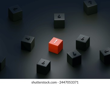 An indisputable fact. Clue. Reasoning and thinking. Education and data analysis. Priority issue. concept of investigating and analyzing facts to find answers and solutions. Solve a problem. 3d render.