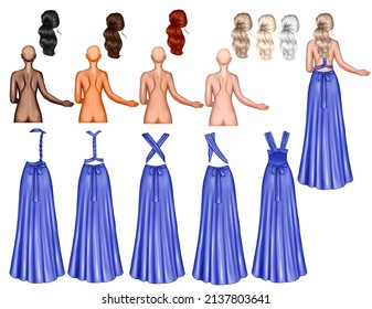 Individual set bridesmaids in blue dresses 