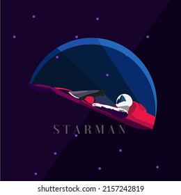 Indonesia, Banyuwangi - MAY 17, 2022: SpaceX Starman Illustration