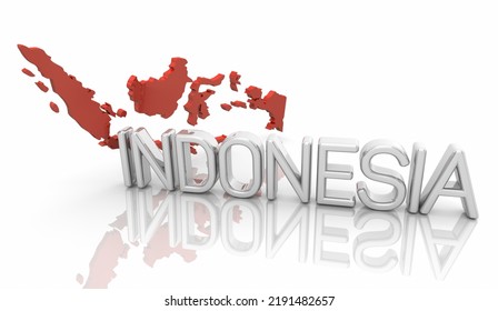 Indonesia Country Name Word Map Shape 3d Illustration