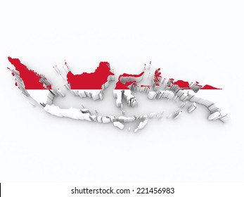 Indonesia Flag On 3d Map