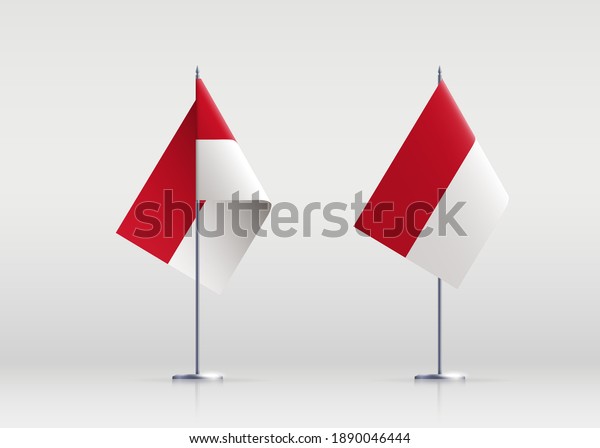 Indonesia\
flag state symbol isolated on background national banner. Greeting\
card National Independence Day of the Republic of Indonesia.\
Illustration banner with realistic state\
flag.