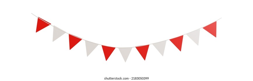 Indonesia Independence Day 17 August With 3d Rendering Triangle Party Banner