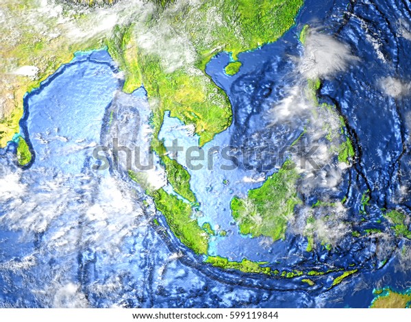 Indonesia On 3d Model Earth 3d Stock Illustration 599119844