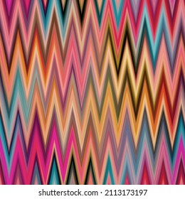 Indonesia space dyed gradient ikat pattern. Seamless colorful variegated zig zag effect. Retro 1970 s fashion fashion print background