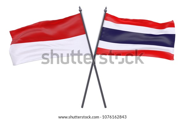 Indonesia Thailand Two Crossed Flags Isolated Stock Illustration 1076162843