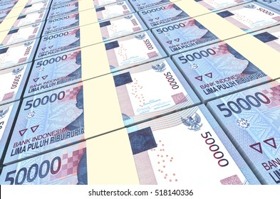 Indonesian Rupiah Bills Stacks Background 3d Stock Illustration ...