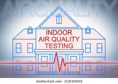 Indoor Air Quality Testing - Concept With Check-up Chart About Indoor Pollutants And American Style House Icon 