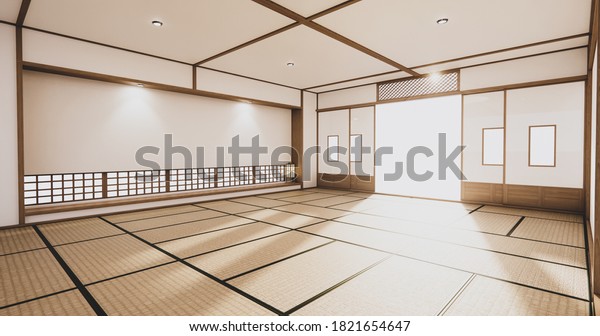 indoor empty room\
japan style. 3D\
rendering