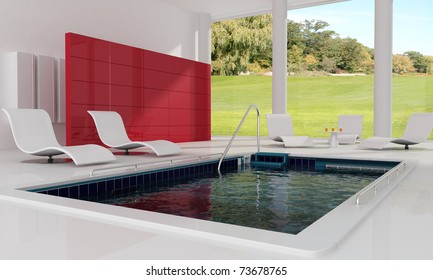 Indoor Luxury  Swimming Pool - The Image On Background Is A My Photo