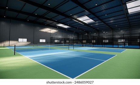 Indoor pickleball tennis court at warehouse building - Powered by Shutterstock