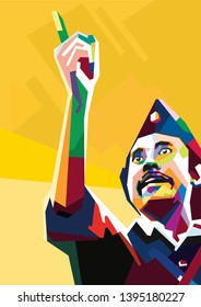 Indramayu, West Java, Indonesia - May 12th 2019 : Dr. Soetomo In Wpap Style. Illustration Of Indonesian Patriot