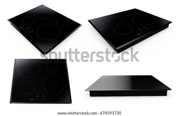 Induction Cooktop On White Background 3d Stock Illustration 670593730