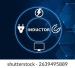 inductor tech concept.An electrical component that stores energy in a magnetic field when current flows through it.