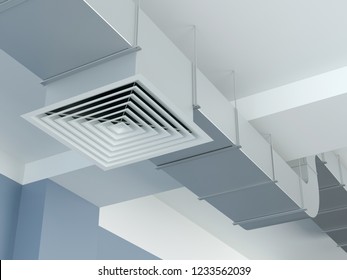 Industrial Air Duct Ventilation Equipment, 3D Illustration