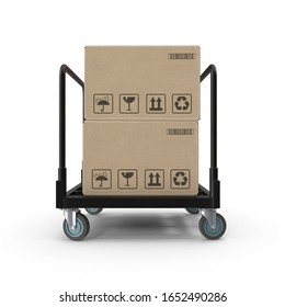 Industrial Cart of Boxes 3D render isolated on white background