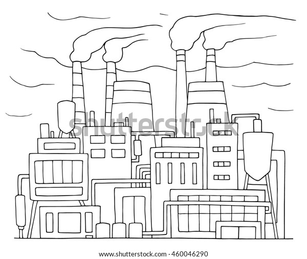 Industrial Cartoon Sketch Nuclear Power Station Stock Illustration ...