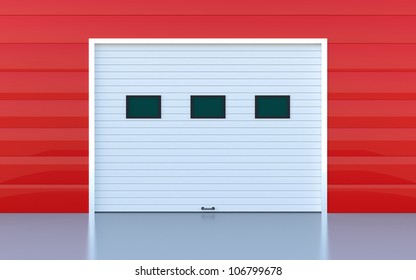 Industrial Door Or Garage Door Red Wall Panels