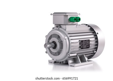 Industrial electric motor silver isolated on white background 3d