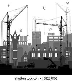 Construction New District Highrise Residential Apartments Stock Vector ...