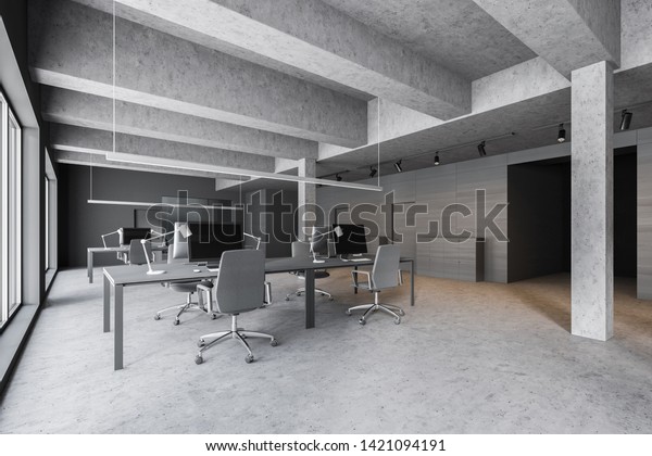 Industrial Style Open Space Office Corner Stock Illustration