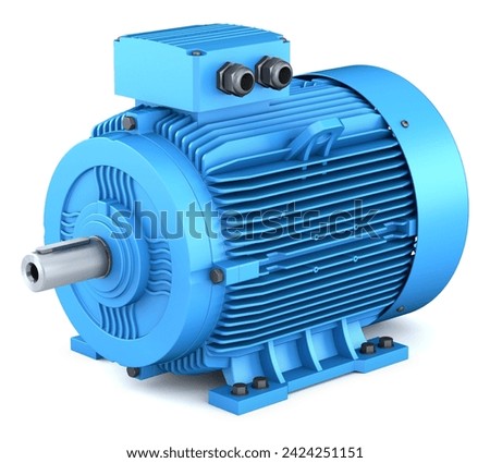 Industrial three phase induction electric motor on white background. 3d illustration