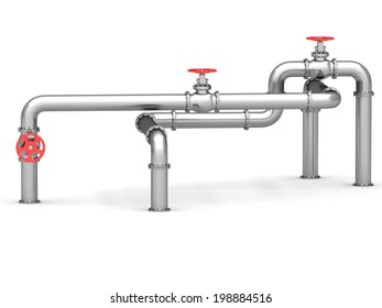 Industrial Valves And Pipes On A White Background