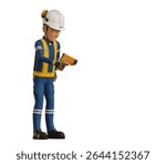 Industrial worker is measuring the temperature with the pyrometer
